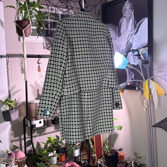 Isaac Mizrahi Black White Houndstooth Tweed Blazer Jacket Button Front Cropped - Picture 2 of 15